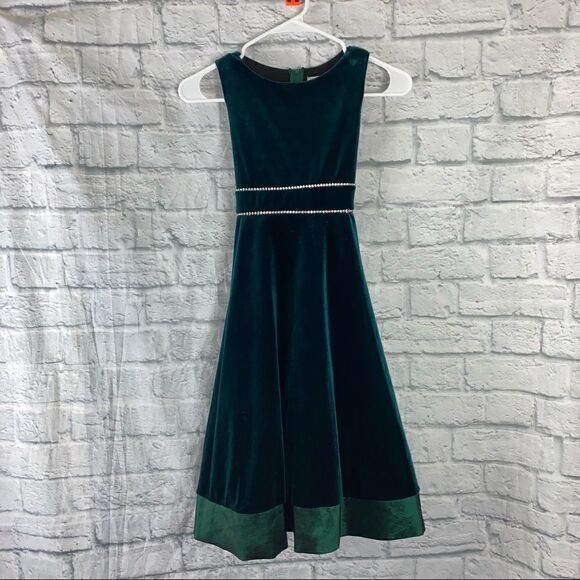 Rare Editions velvet sleeveless dress w/rhinestone middle & tulle skirt - Picture 1 of 10